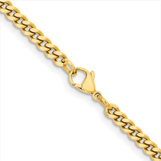 American Jewelry Stainless Steel Polished Yellow IP-Plated 4mm Curb Chain (22")