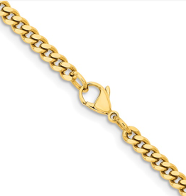 American Jewelry Stainless Steel Polished Yellow IP-Plated 4mm Curb Chain (22")