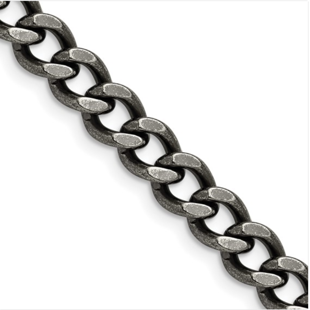 American Jewelry Stainless Steel Antiqued 6.7mm Curb Chain (24")