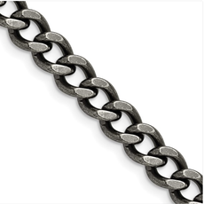 American Jewelry Stainless Steel Antiqued 6.7mm Curb Chain (24")