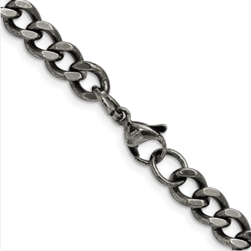 American Jewelry Stainless Steel Antiqued 6.7mm Curb Chain (24")