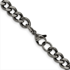 American Jewelry Stainless Steel Antiqued 6.7mm Curb Chain (24")