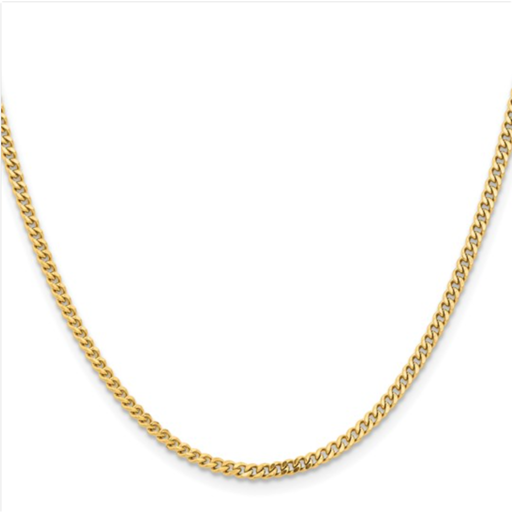 American Jewelry Stainless Steel Polished Yellow-IP Plated 4mm Curb Chain (20")