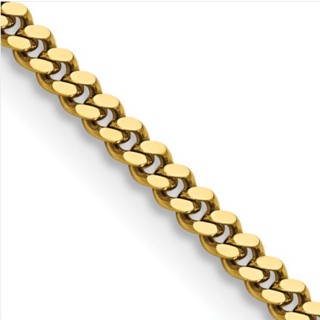 American Jewelry Stainless Steel Polished Yellow-IP Plated 4mm Curb Chain (20")