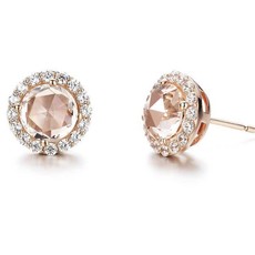 Lafonn Lafonn Halo Stud Earrings, Simulated Morganite & Diamonds 3.04ctw, Rose Gold Plated Sterling Silver