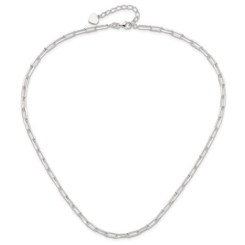 American Jewelry Sterling Silver 4.2mm Paperclip Link with 2in Extension Necklace (18")