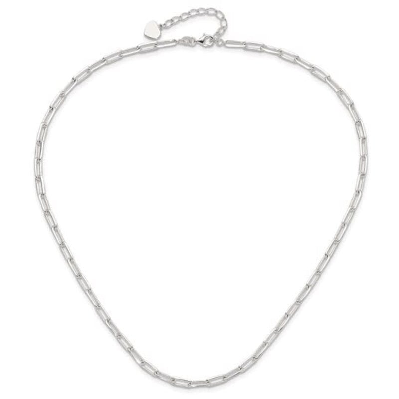 American Jewelry Sterling Silver 4.2mm Paperclip Link with 2in Extension Necklace (18")