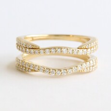 American Jewelry 14k Yellow Gold .61ctw Diamond Double Row Infinity Ring Guard (Size 7)