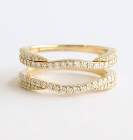 American Jewelry 14k Yellow Gold .61ctw Diamond Double Row Infinity Ring Guard (Size 7)