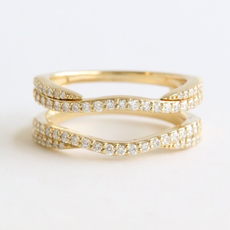 American Jewelry 14k Yellow Gold .61ctw Diamond Double Row Infinity Ring Guard (Size 7)