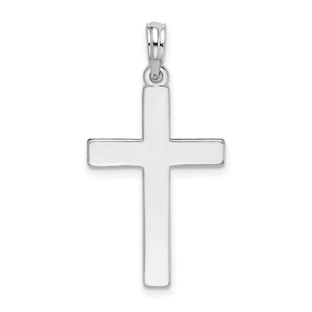 American Jewelry Sterling Silver Rhodium-plated Polished Flat Latin Cross Pendant (CHAIN NOT INCLUDED)