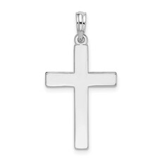 American Jewelry Sterling Silver Rhodium-plated Polished Flat Latin Cross Pendant (CHAIN NOT INCLUDED)