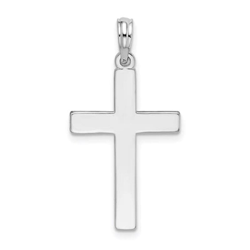 American Jewelry Sterling Silver Rhodium-plated Polished Flat Latin Cross Pendant (CHAIN NOT INCLUDED)