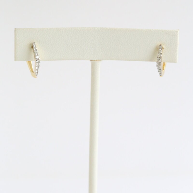 American Jewelry 10k Yellow Gold .26ctw Diamond Geometric Shape Huggie Hoop Earrings