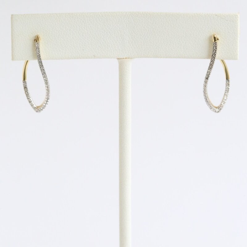 American Jewelry 14k Yellow Gold .22ctw Diamond Pear Open Hoop Post Back Earrings