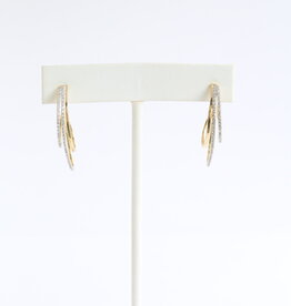 American Jewelry 14k Yellow Gold .47ctw Diamond Triple Hoop Post Back Earrings