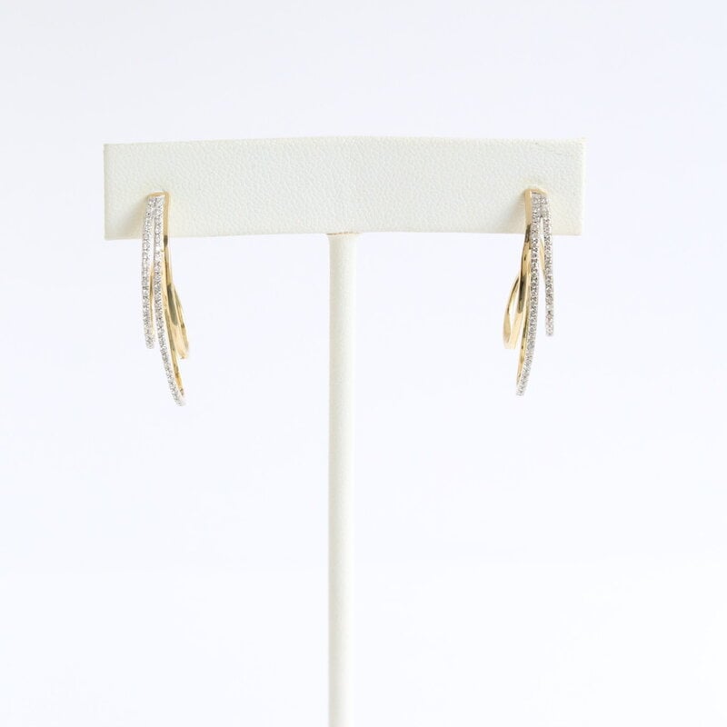 American Jewelry 14k Yellow Gold .47ctw Diamond Triple Hoop Post Back Earrings