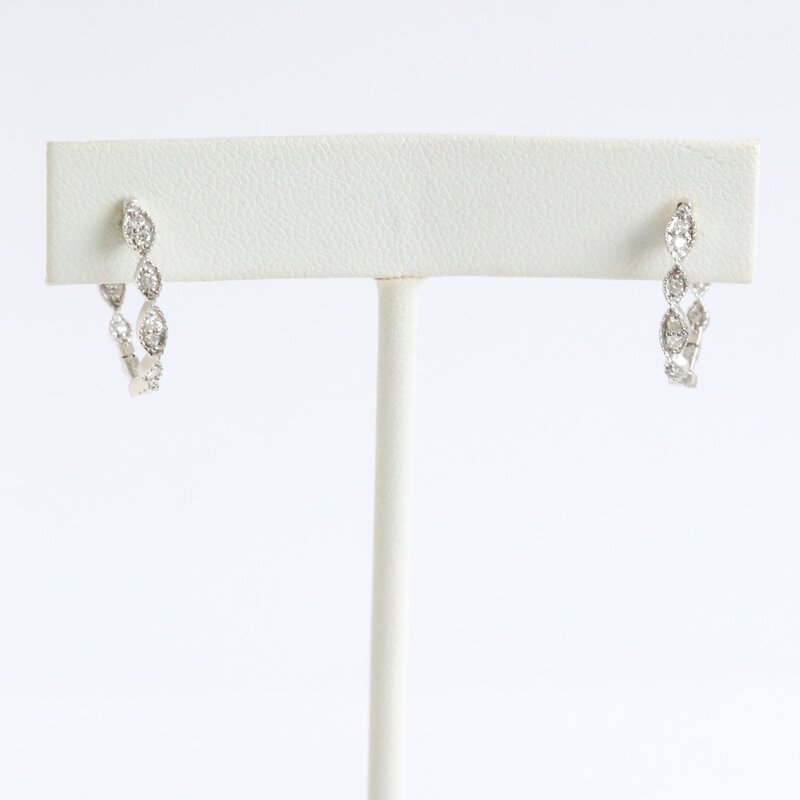 American Jewelry 10k White Gold .24ctw Diamond Milgrain Twist Hoop Earrings