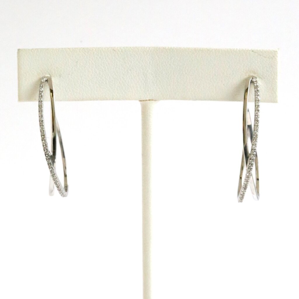 American Jewelry 14k White Gold .32ctw Diamond Double Interlocking Hoop Earrings