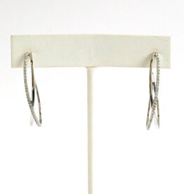 American Jewelry 14k White Gold .32ctw Diamond Double Interlocking Hoop Earrings