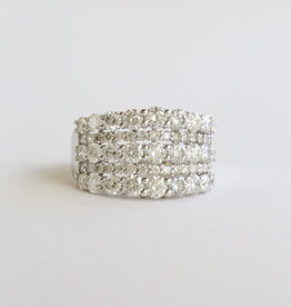 American Jewelry 14k White Gold 3.19ctw Diamond 5 Row Wide Band Ring (Size 7)