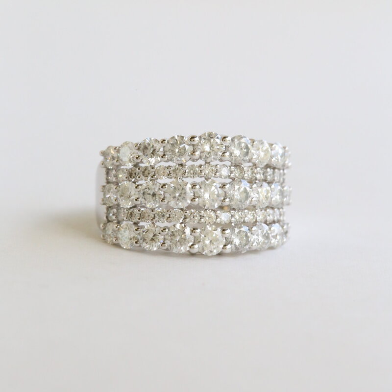 American Jewelry 14k White Gold 3.19ctw Diamond 5 Row Wide Band Ring (Size 7)