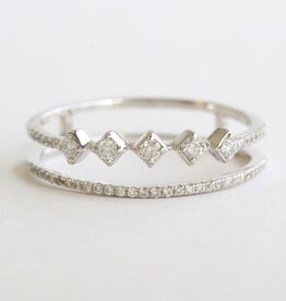 American Jewelry 14k White Gold .21ctw Geometric Shape Ring Guard (Size 7)