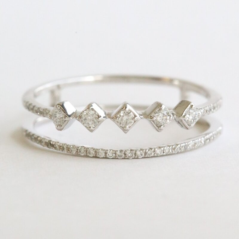 American Jewelry 14k White Gold .21ctw Geometric Shape Ring Guard (Size 7)