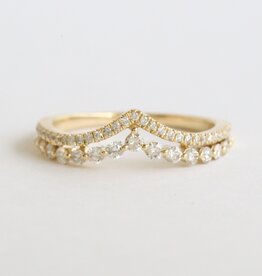 American Jewelry 14k Yellow Gold .42ctw Diamond Double Row V Contour Wedding Band (Size 7)