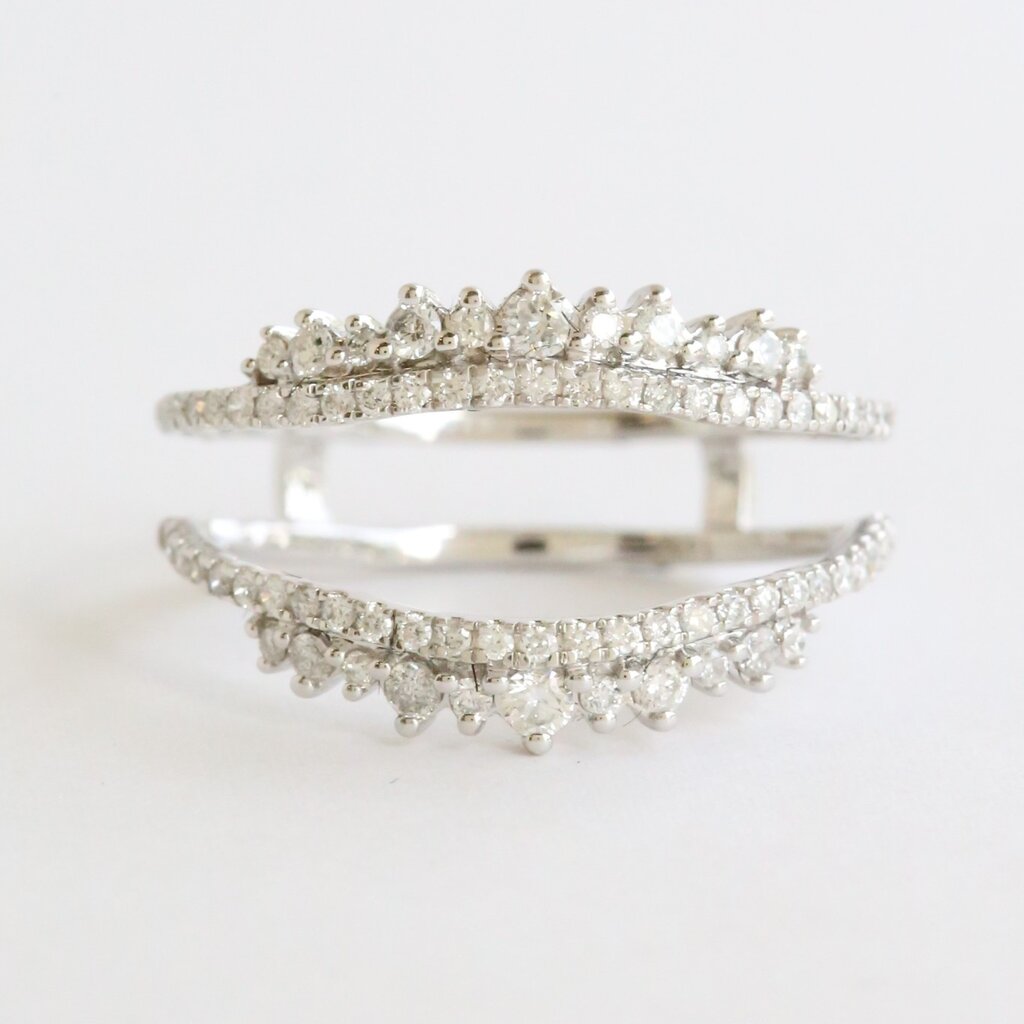 American Jewelry 14k White Gold .52ctw Diamond Double Row Ring Guard (Size 7)