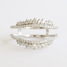 American Jewelry 14k White Gold .52ctw Diamond Double Row Ring Guard (Size 7)