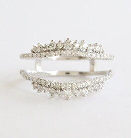 American Jewelry 14k White Gold .52ctw Diamond Double Row Ring Guard (Size 7)
