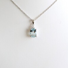 American Jewelry 14k White Gold Aquamarine & Diamond Accent Necklace