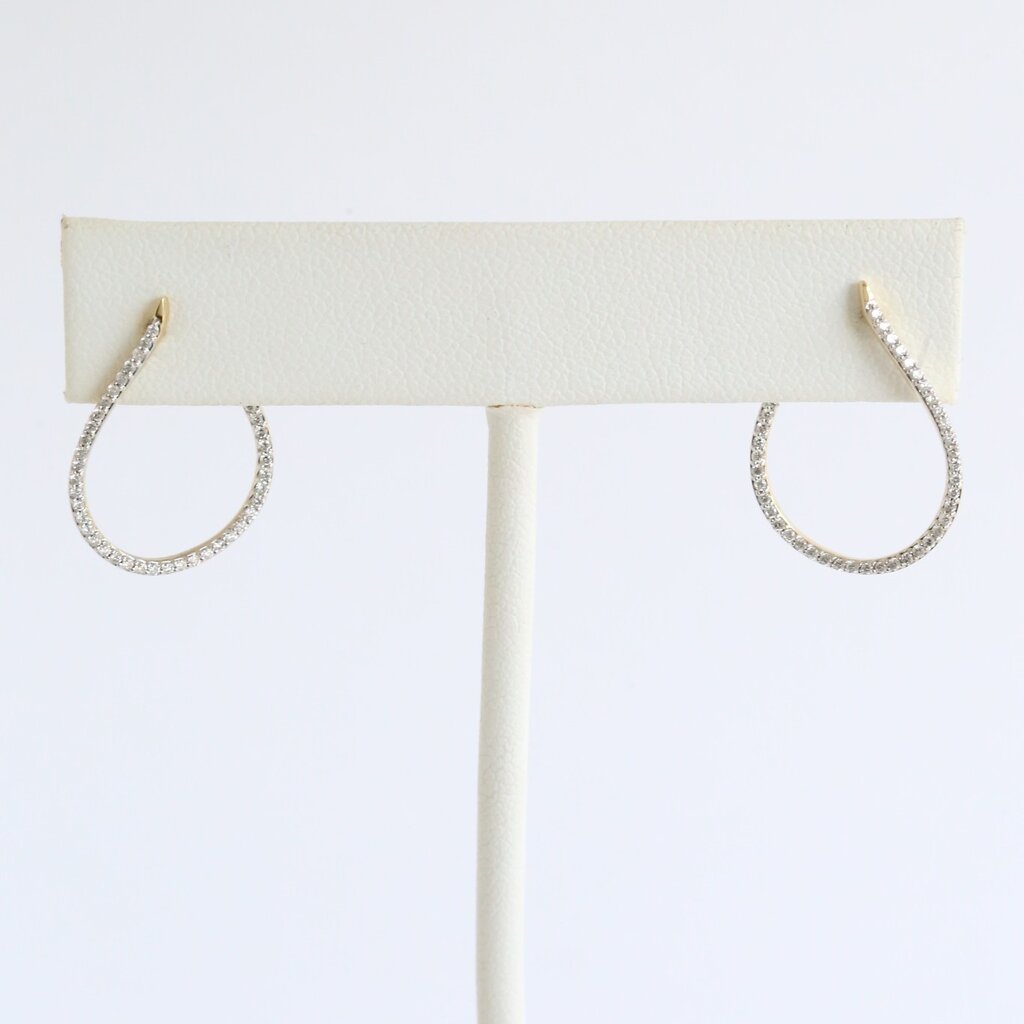 American Jewelry 14k Yellow Gold .30ctw Diamond Open Back Front Facing Hoop Earrings