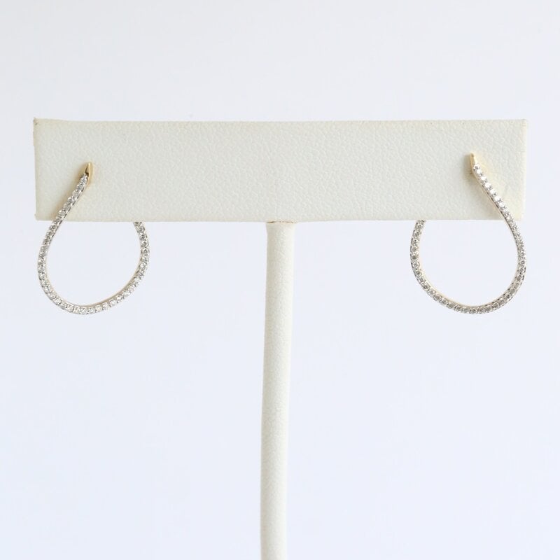 American Jewelry 14k Yellow Gold .30ctw Diamond Open Back Front Facing Hoop Earrings