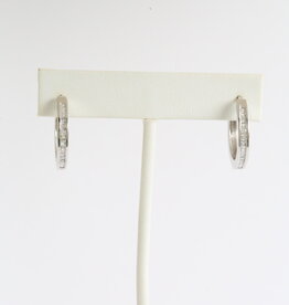 American Jewelry 14k White Gold 1/3ctw Baguette Diamond Hinged Hoop Earrings