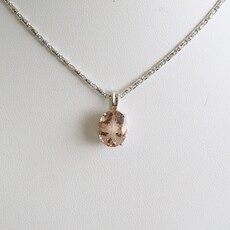 American Jewelry 14k White Gold 2.52ct Morganite Oval Necklace on Raso Chain