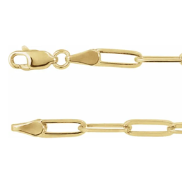 American Jewelry 14k Yellow Gold 3.85mm Paperclip Chain Bracelet (7")