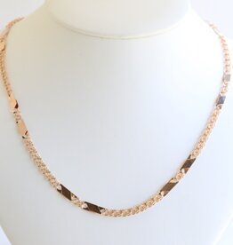 American Jewelry 14k Rose Gold Fancy Double Link Chain Necklace (20")