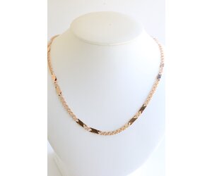 14k Rose Gold Fancy Double Link Chain Necklace (20 14k Rose Gold Fancy Double Link Chain Necklace (20