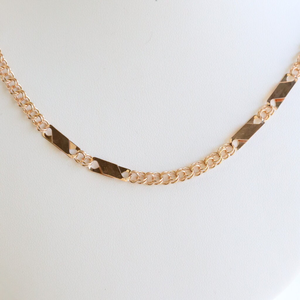 American Jewelry 14k Rose Gold Fancy Double Link Chain Necklace (20")