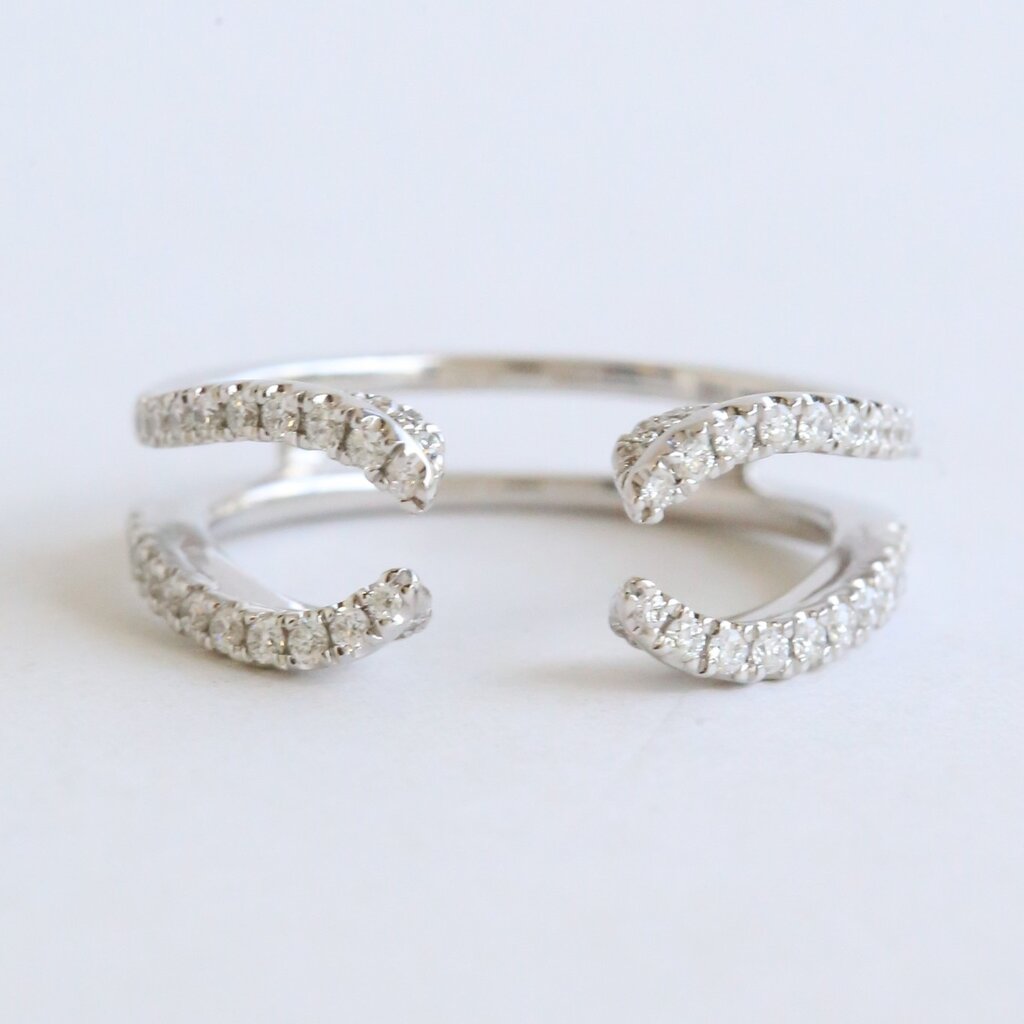 American Jewelry 14k White Gold .51ctw Diamond Open Wrap Ring Guard