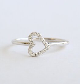 American Jewelry 14k White Gold .08ctw Diamond East to West Heart Ring