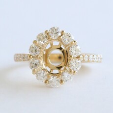 American Jewelry 14k Yel;low Gold 1.16ctw Diamond Oval Halo Semi Mount Engagement Ring