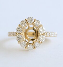 American Jewelry 14k Yel;low Gold 1.16ctw Diamond Oval Halo Semi Mount Engagement Ring