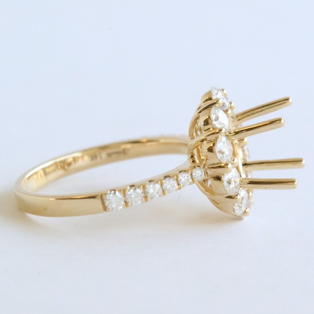 American Jewelry 14k Yel;low Gold 1.16ctw Diamond Oval Halo Semi Mount Engagement Ring