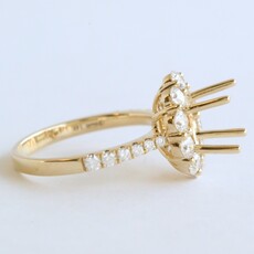 American Jewelry 14k Yel;low Gold 1.16ctw Diamond Oval Halo Semi Mount Engagement Ring