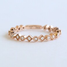 American Jewelry 14k Rose Gold .16ctw Diamond Milgrain Multi Shape Wedding Band