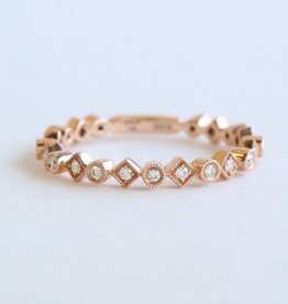 American Jewelry 14k Rose Gold .16ctw Diamond Milgrain Multi Shape Wedding Band