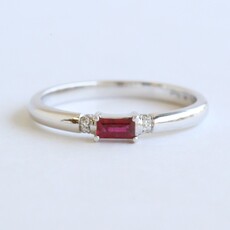 American Jewelry 14k White Gold Ruby & Diamond Accent Fashion Ring